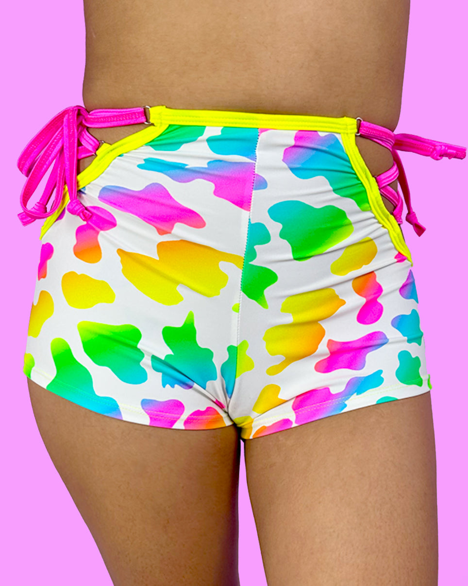 Rolita Couture X RW Rainbow Cow Lace-Up Bottoms