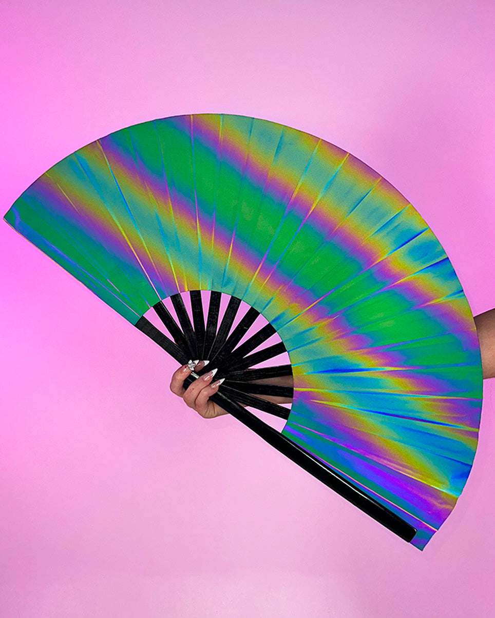 Rainbow Flash Reflective Folding Fan