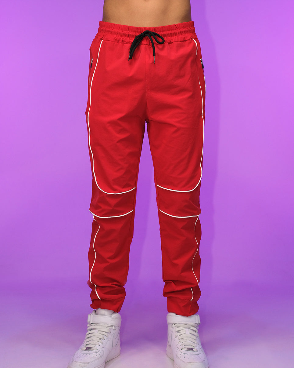 Red Reflective Unisex Joggers - Rave Wonderland