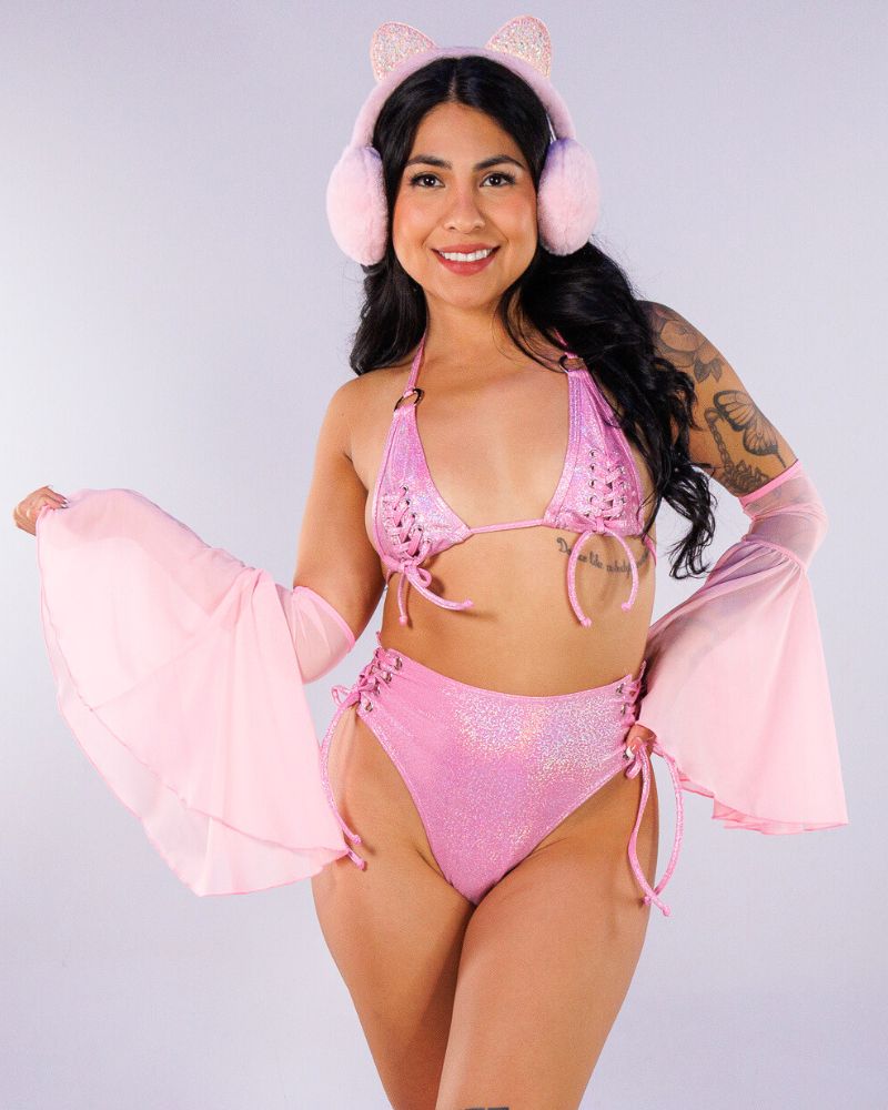 Pink Cosmic Shimmer Women's Lace-Up Set