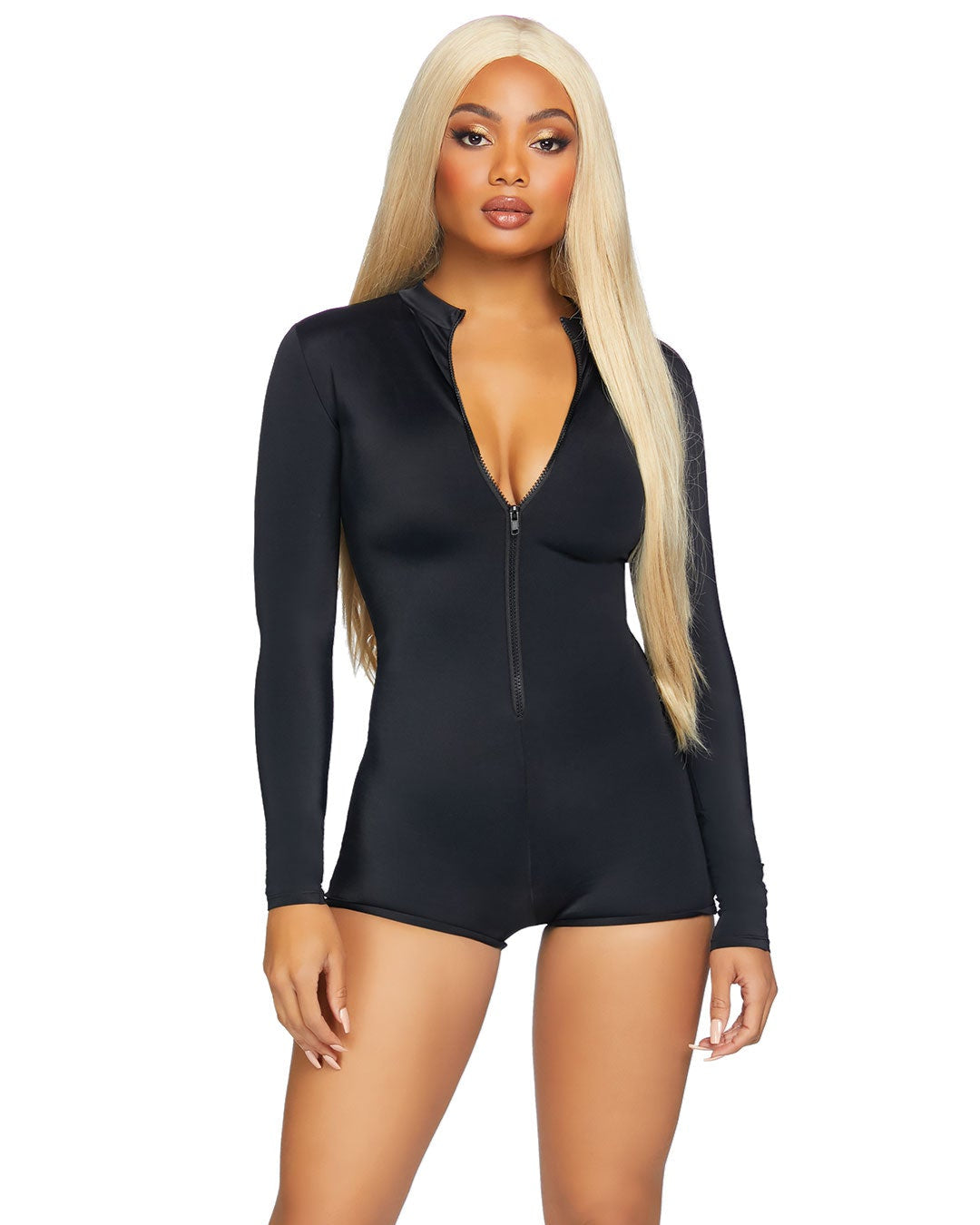 Undercover Women's Black Zipper Long Sleeve Bodysuit