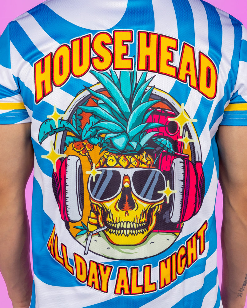 House Head All Day All Night Pineapple Skull Baseball Jersey