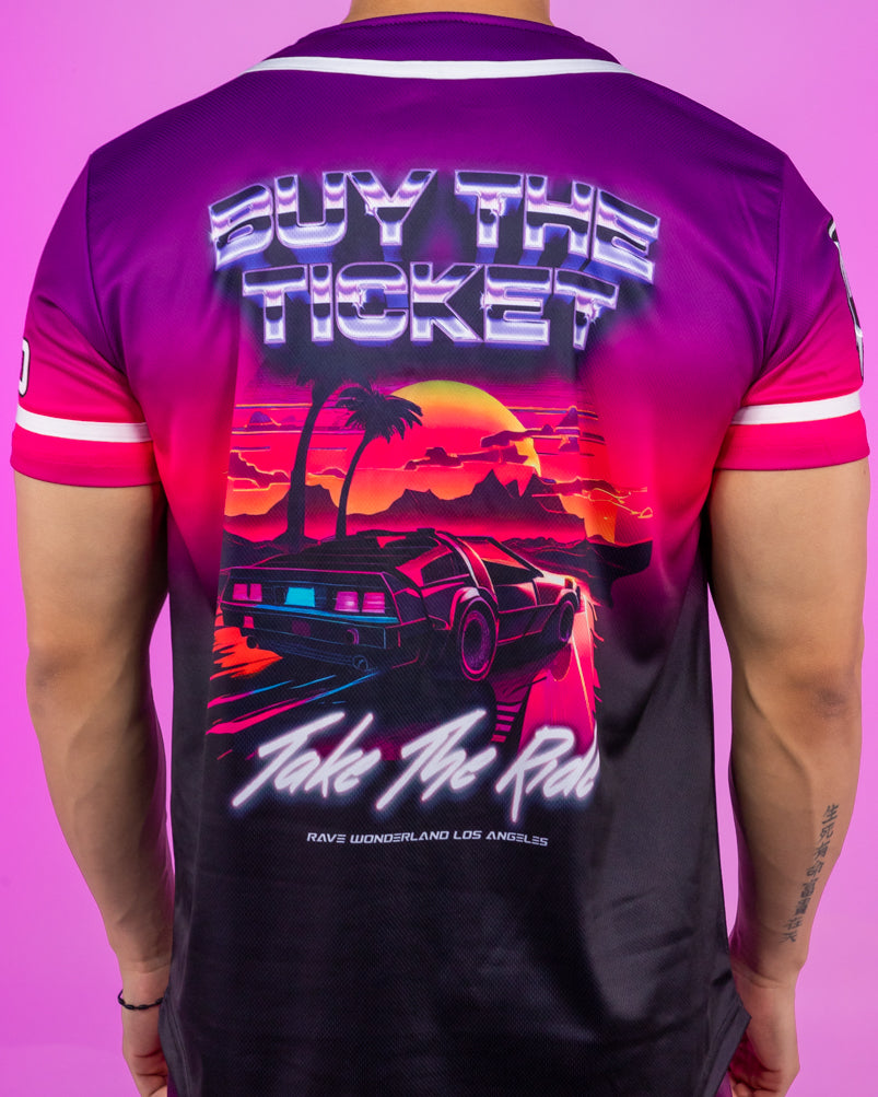 Buy The Ticket Take The Ride LSD Ombre Retro Car Baseball Jersey