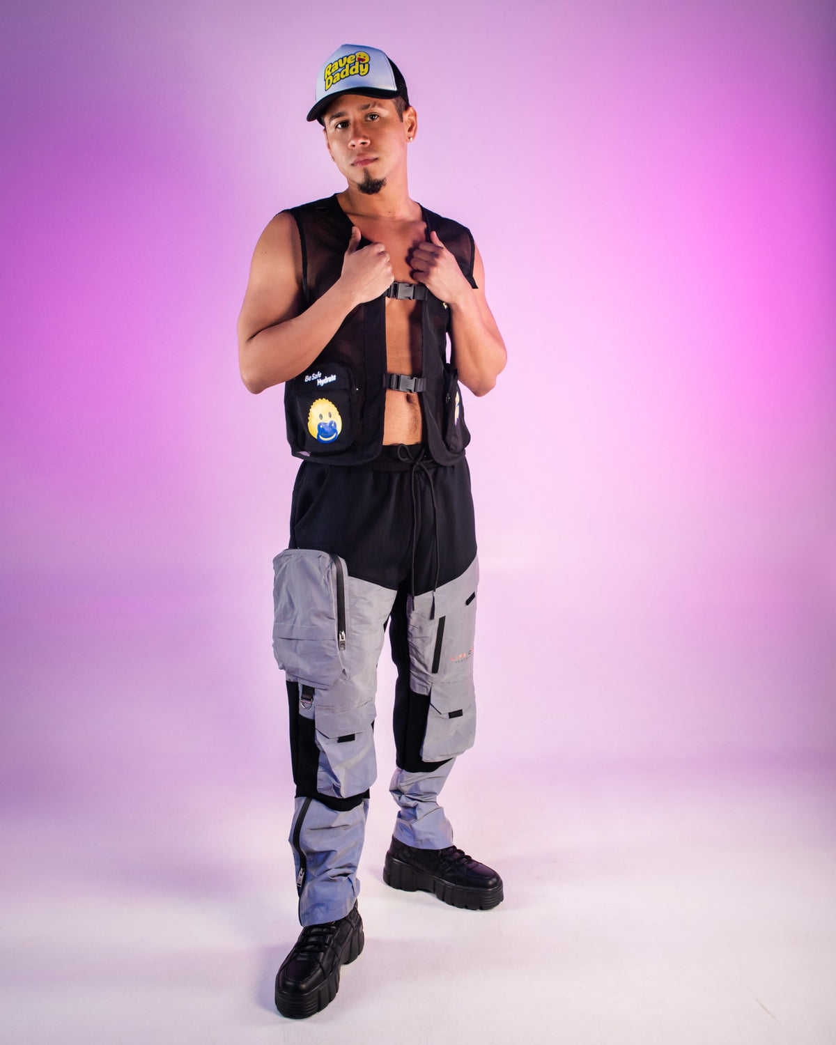 Rave Daddy Yellow and Black Fishnet Utility Vest for Raves – Rave ...