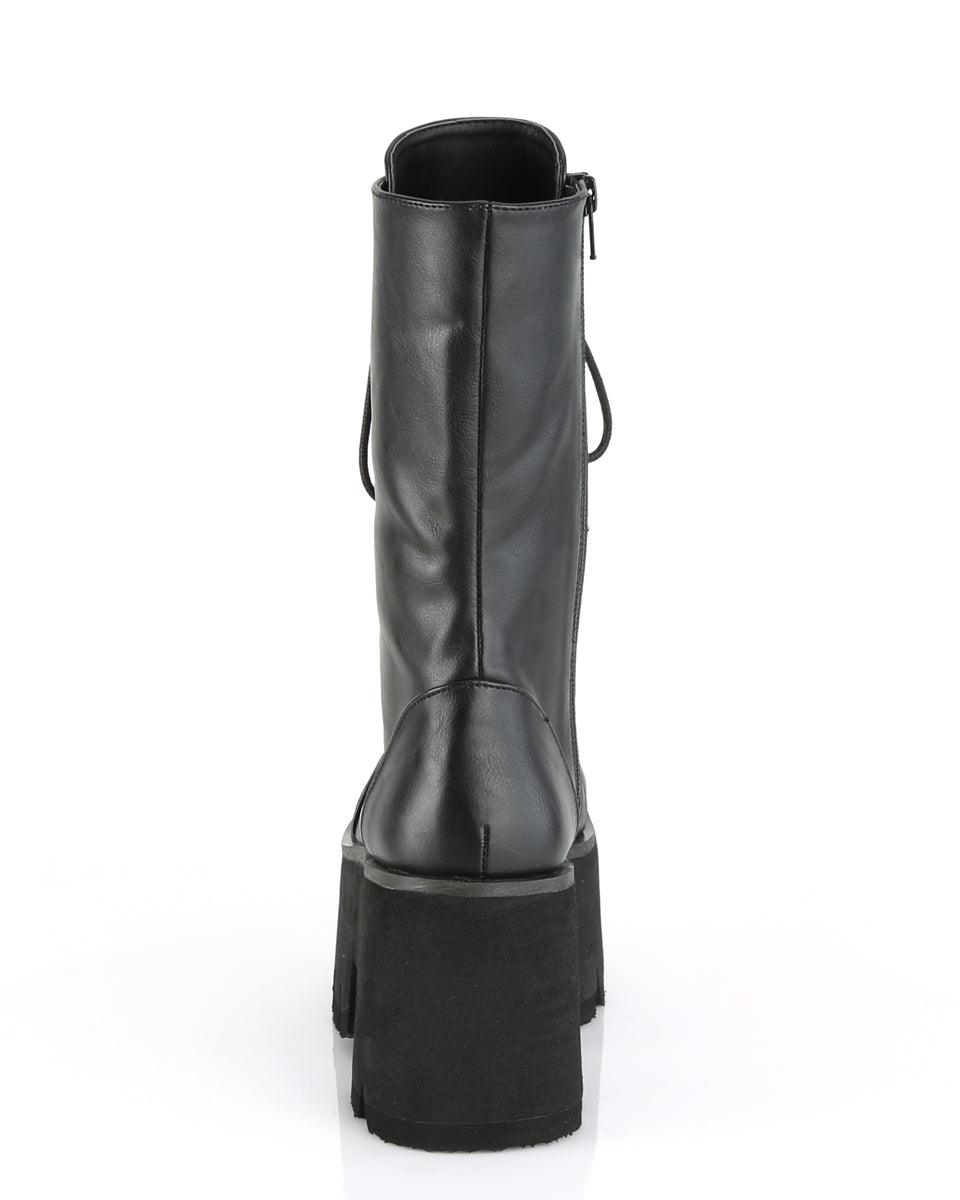 Demonia Ashes Black Lace-Up Mid-Calf Platform Boot