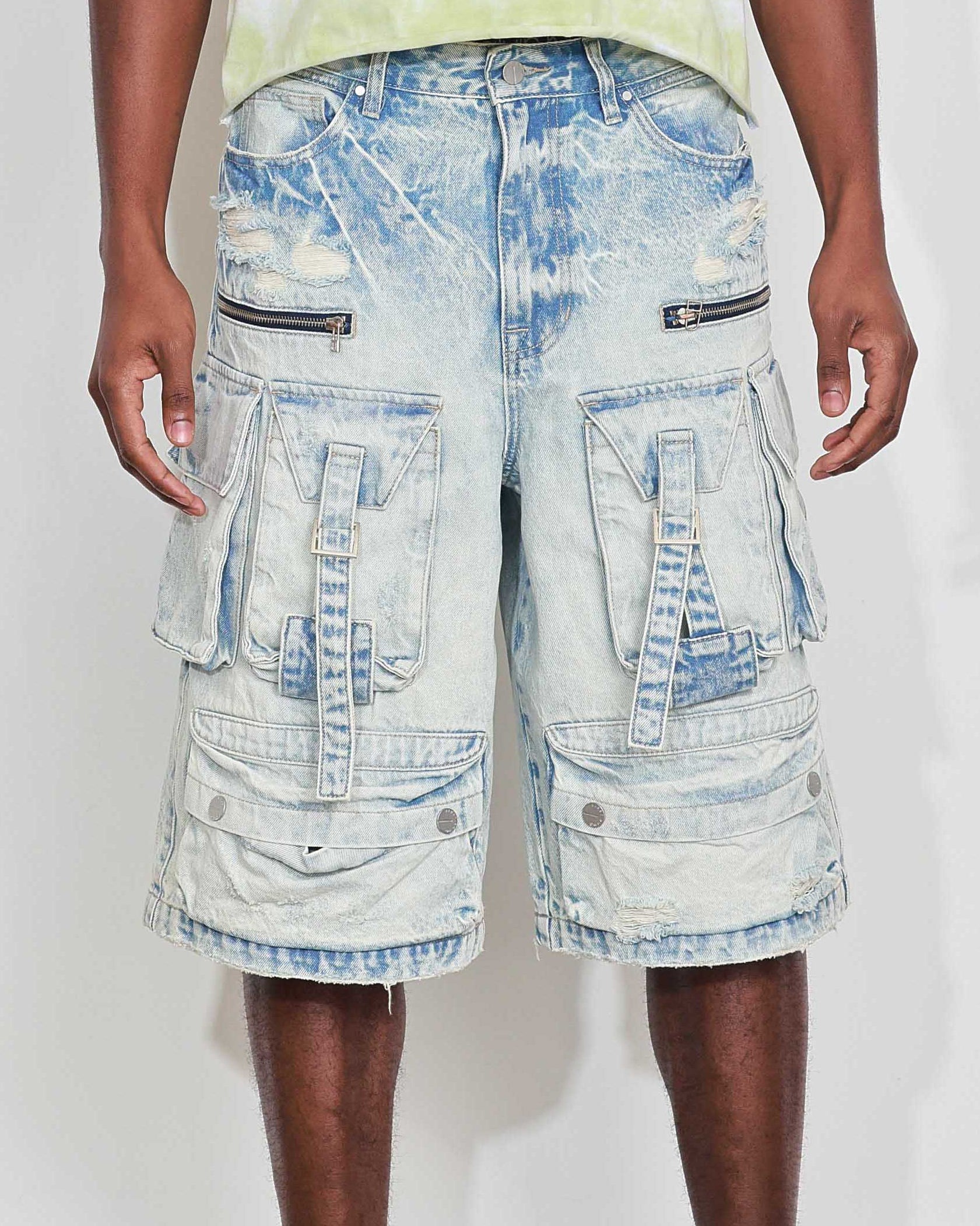 Acid Blue Men's Denim Cargo Jorts – Rave Wonderland