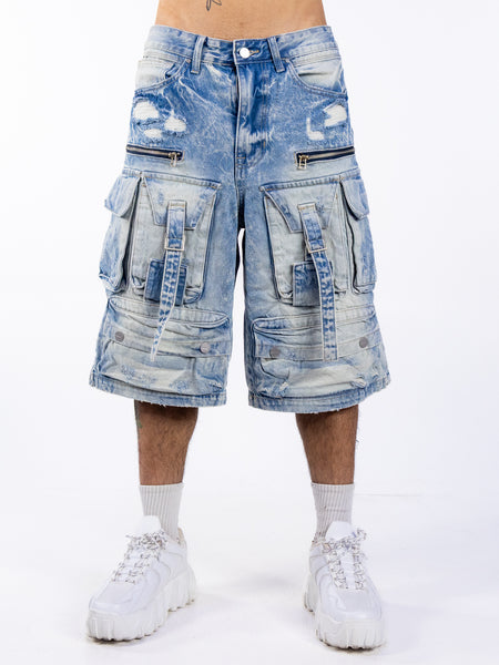 Acid Blue Men's Denim Cargo Jorts – Rave Wonderland