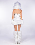 Arctic Bear 5pc white polar bear costume, back view showing lace-up top