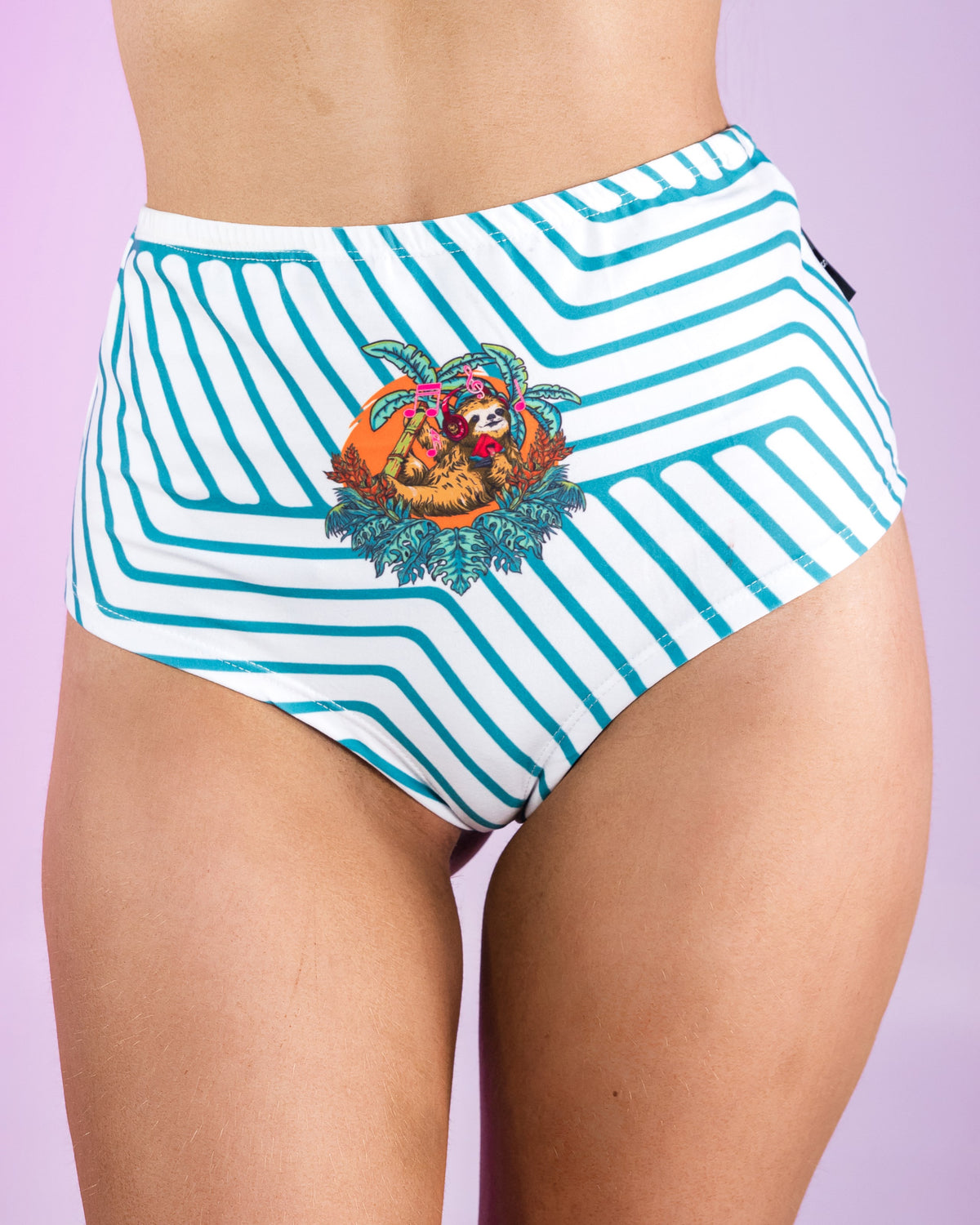 Music In My Heart Sloth Cheeky Reversible High Waist Bottoms