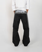 Black Blade Men's Reflective Pants, back view on model with gray EPITOME waistband panel