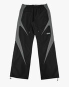 Black Blade Men's Reflective Pants, black with gray blade panels and drawstring waist, flat lay