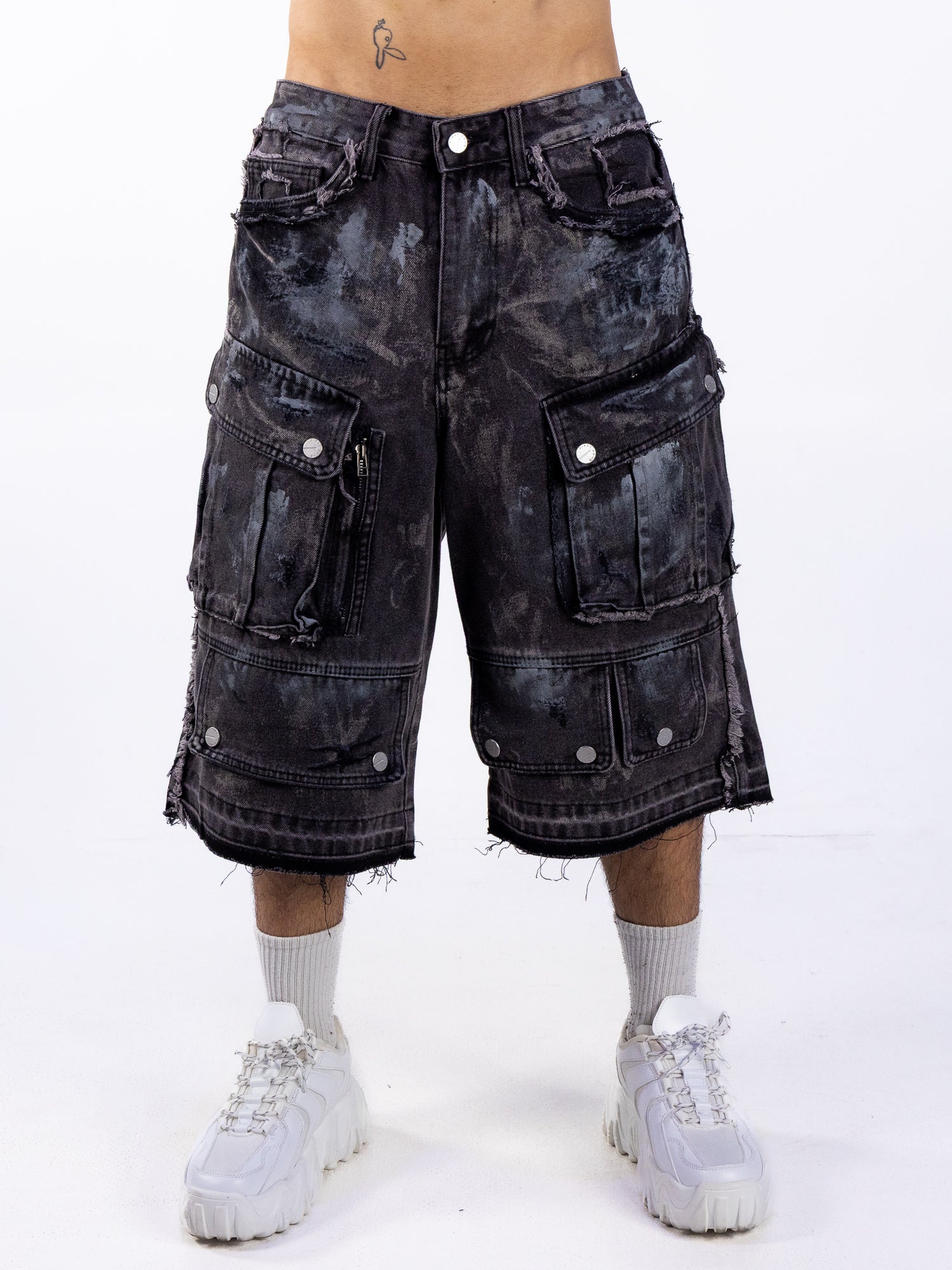 Black Stone Men's Denim Cargo Jort – Rave Wonderland