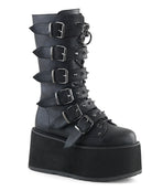 Demonia Matte Black Studded Mid-Calf Platform Boots - Rave Wonderland