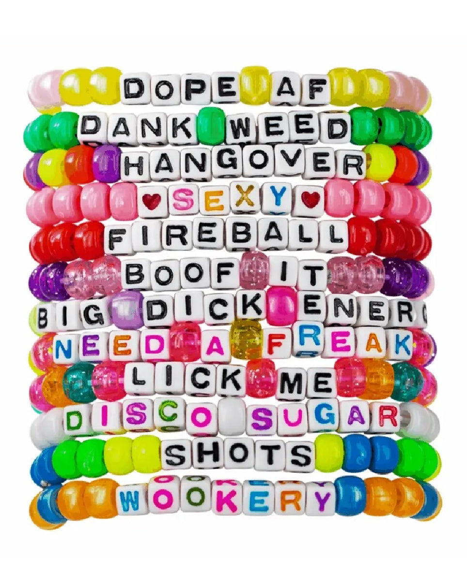 Party Hard 12pc Pre-Made Kandi Bracelets | Rave Wonderland | Outfits Rave | Festival Outfits | Rave Clothes