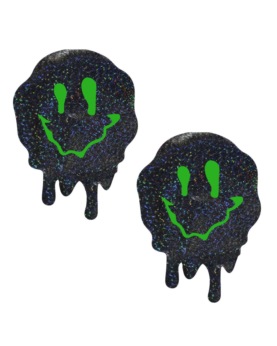Vortex Iridescent Neon Green Melty Face Pasties