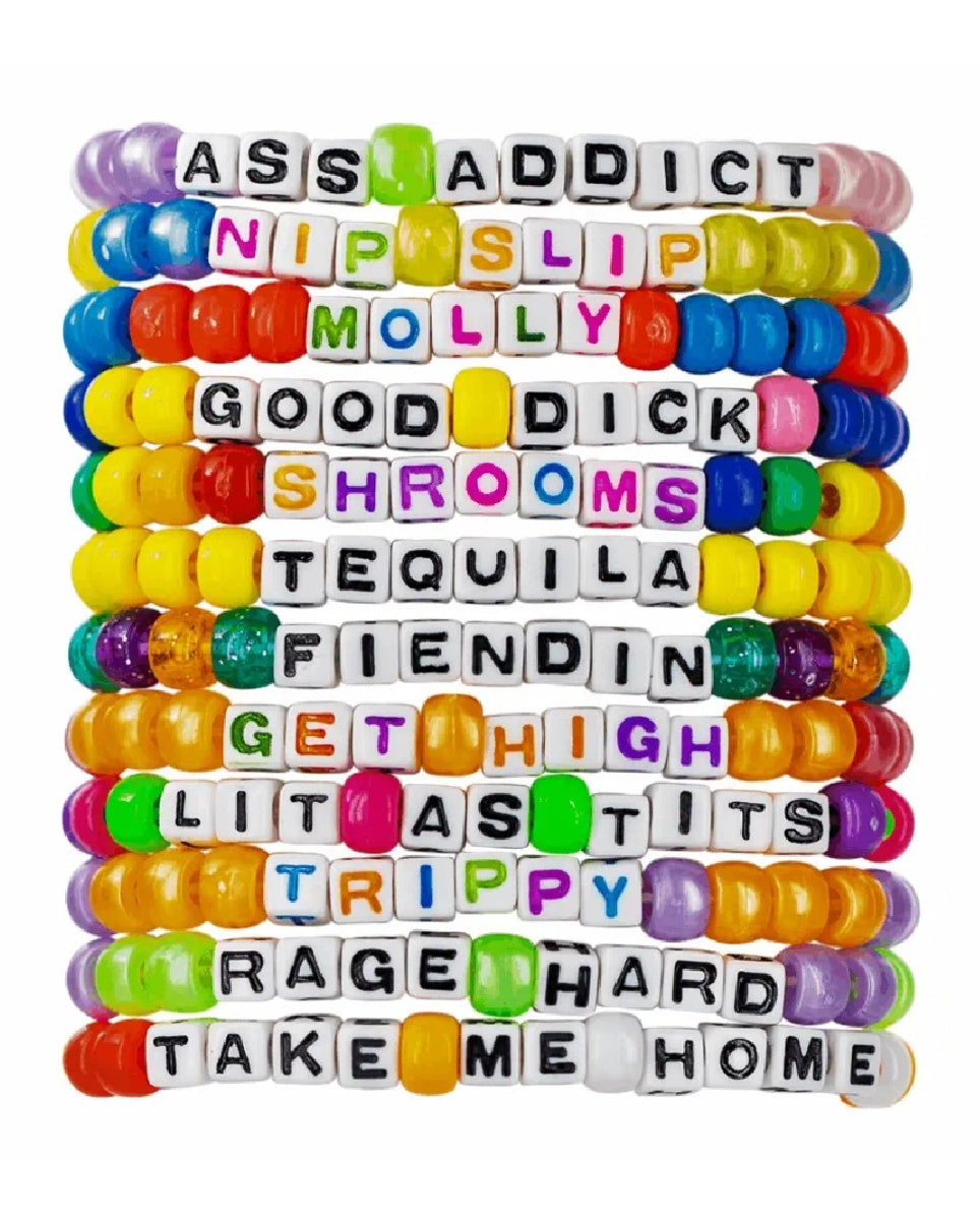 Party Hard 12pc Pre-Made Kandi Bracelets | Rave Wonderland | Outfits Rave | Festival Outfits | Rave Clothes