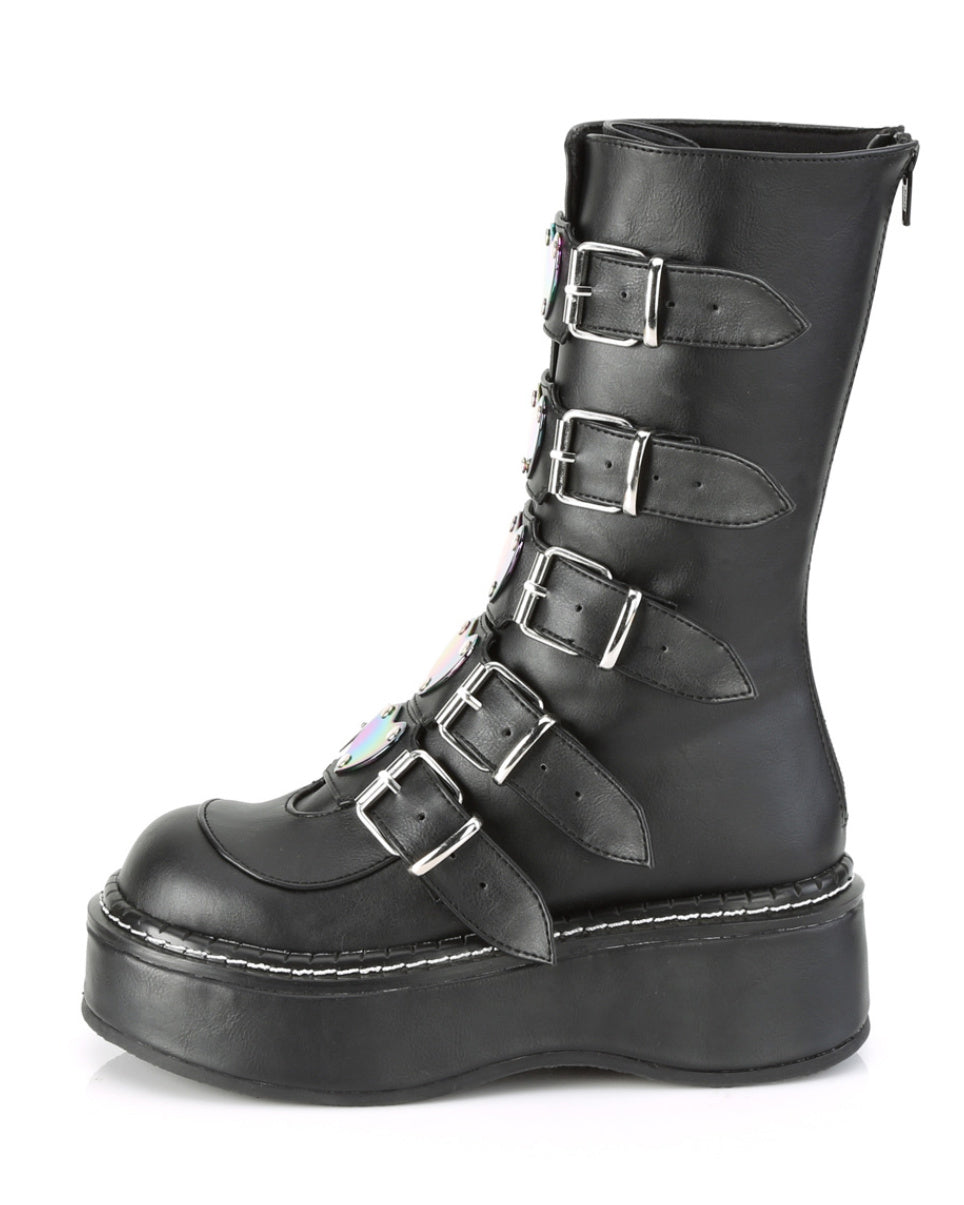 Demonia Emily Vegan Leather Heart-Buckle Boot - Rave Wonderland