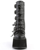 Demonia Matte Black Studded Mid-Calf Platform Boots - Rave Wonderland