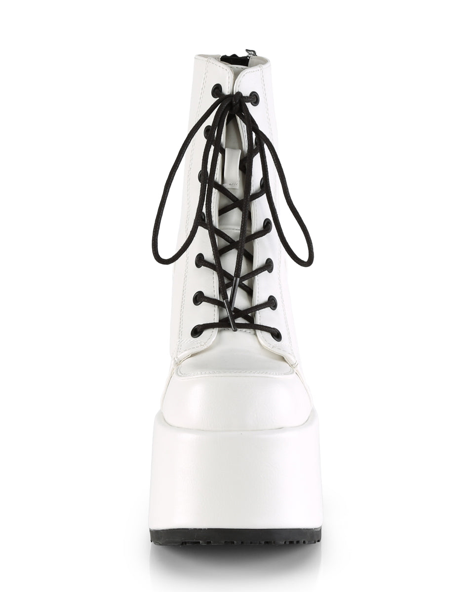 Demonia White Lace-Up Women's Platform Ankle Boots – Rave Wonderland