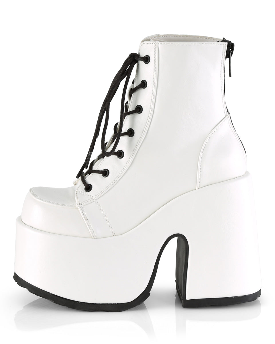 Demonia White Lace-Up Women's Platform Ankle Boots – Rave Wonderland