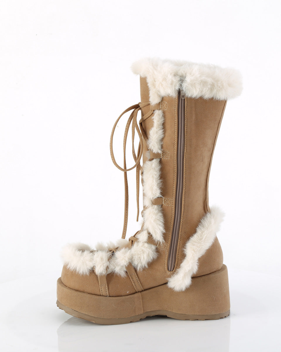 Demonia Brown Winter Solstice Faux Fur Boots – Rave Wonderland