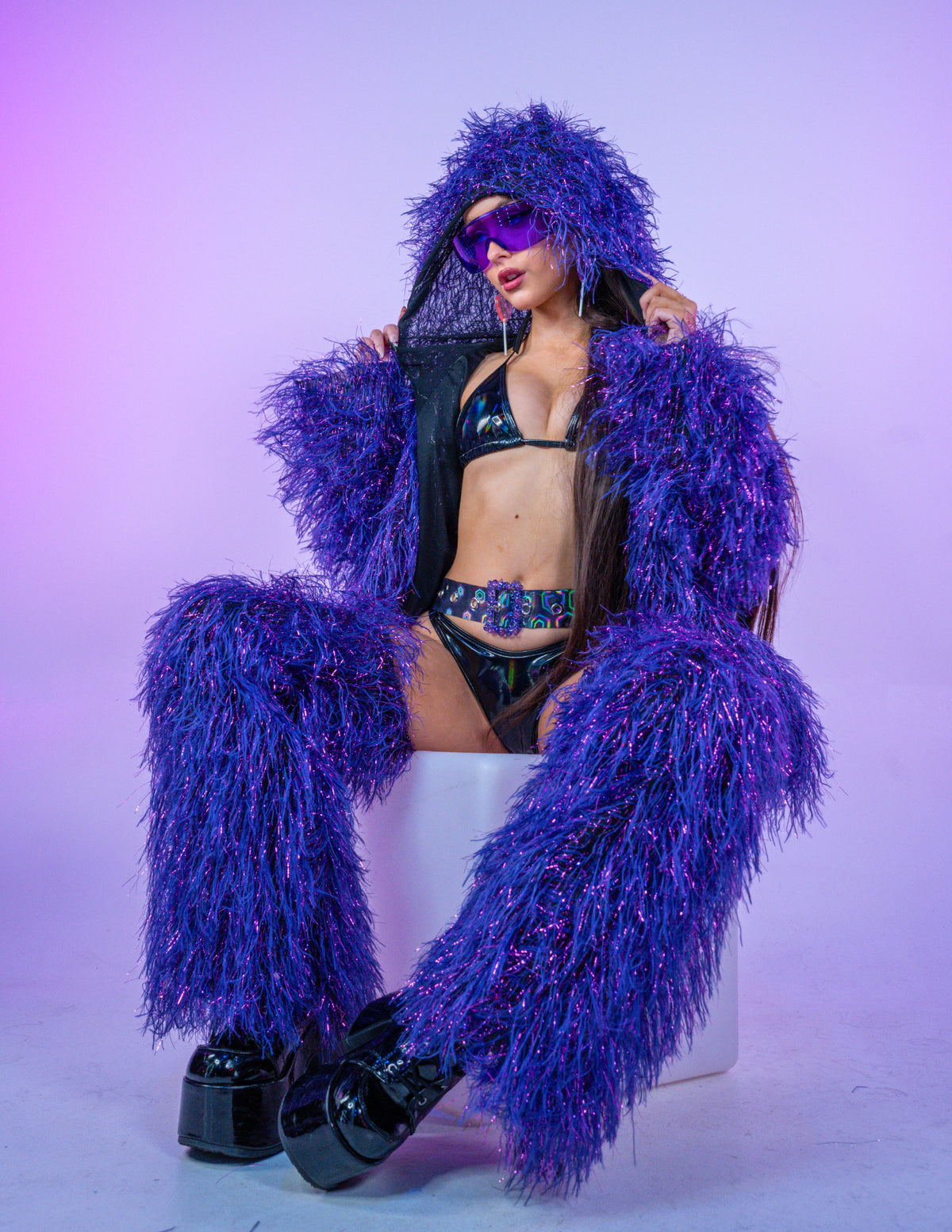 LED Purple Funkmaster Faux Fur Chaps