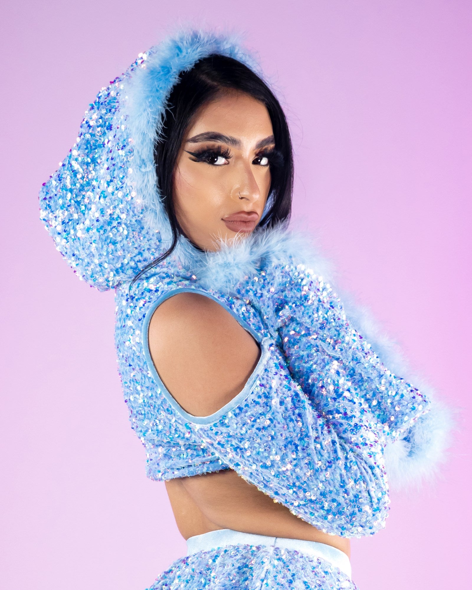 Blue sparkly crop best sale top
