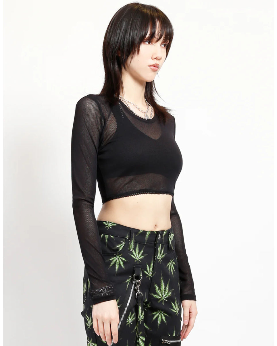 Tripp NYC Ladies Black Fishnet Long Sleeve Crop Top – Rave Wonderland