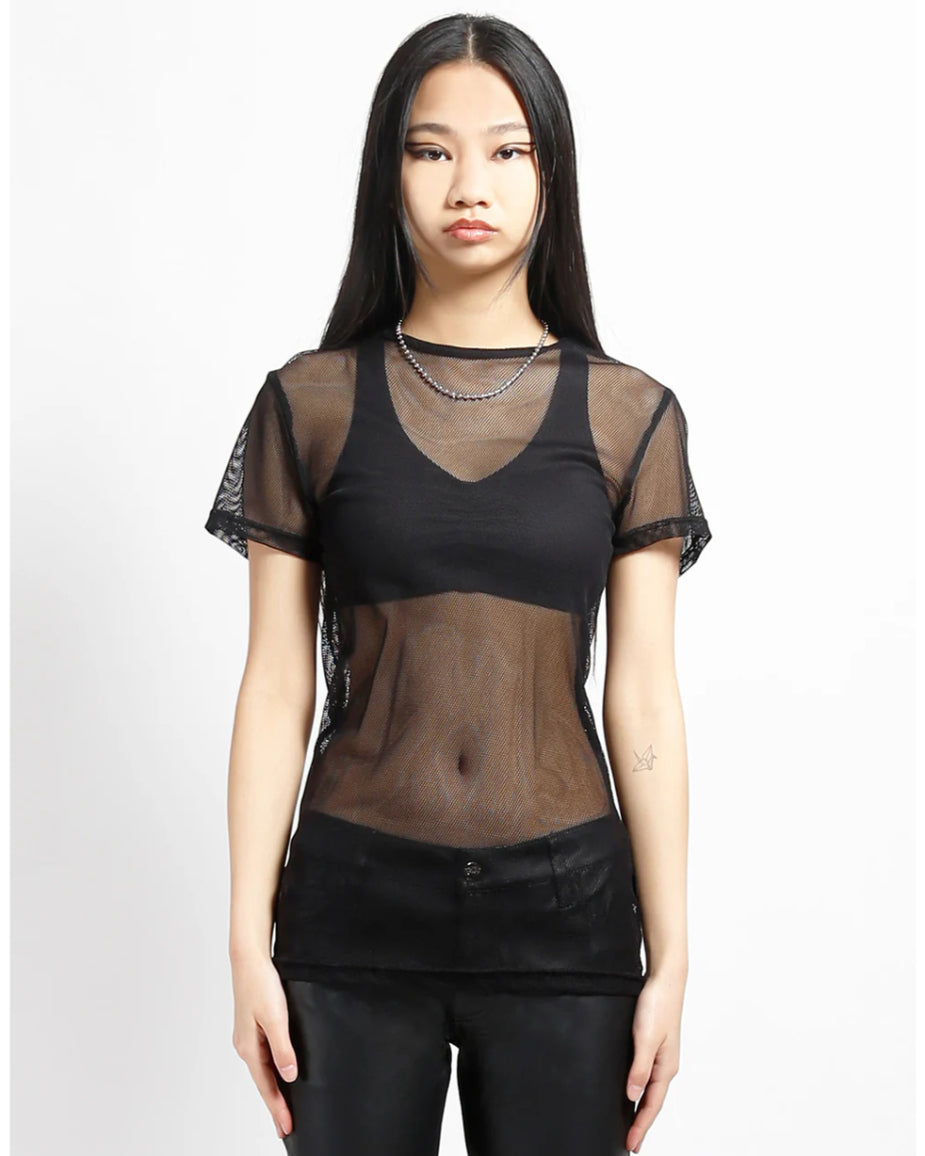 Tripp NYC Black Short Sleeve Fishnet Top for Unisex Wear – Rave Wonderland
