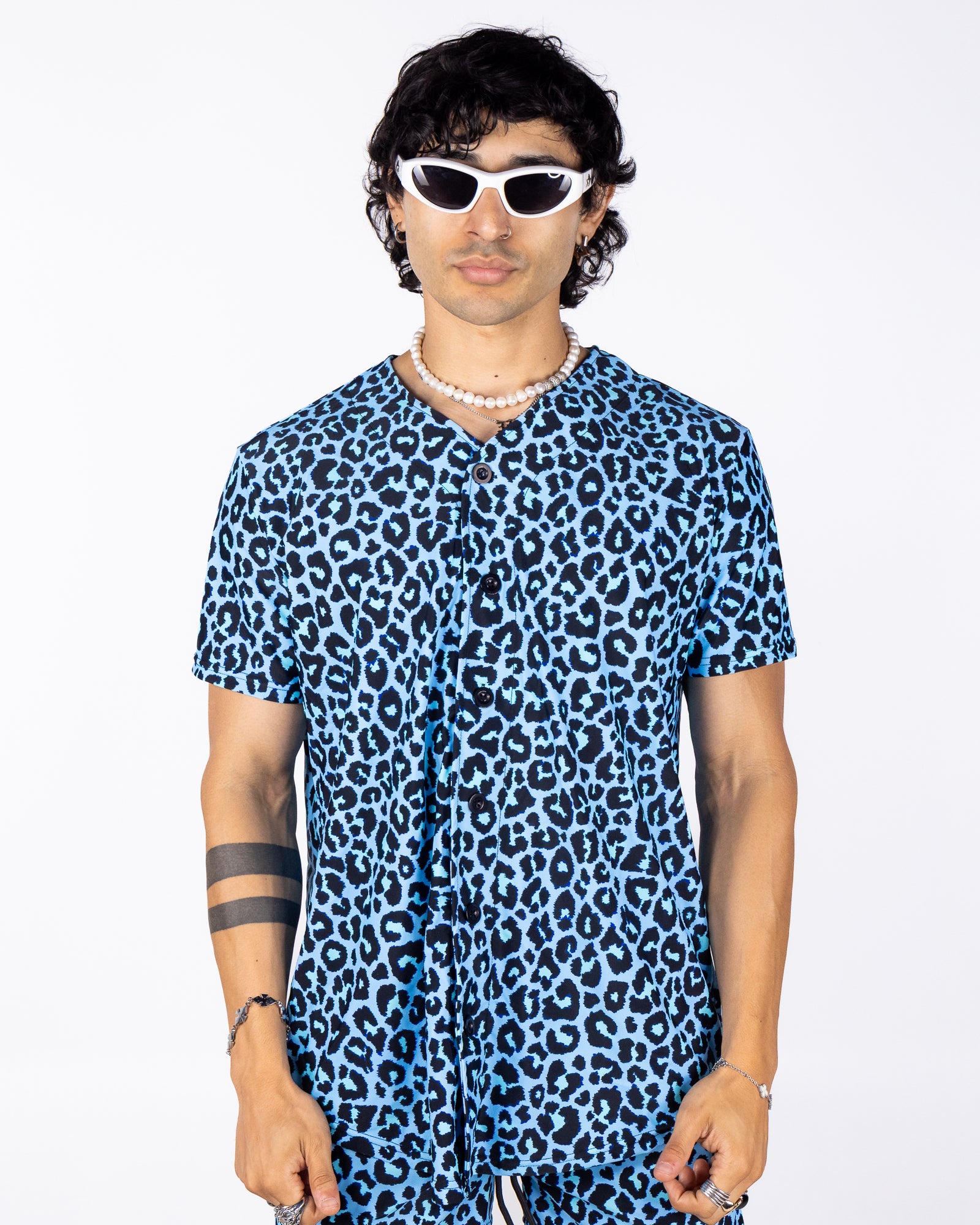 Feral Feline Unisex Blue Leopard Jersey