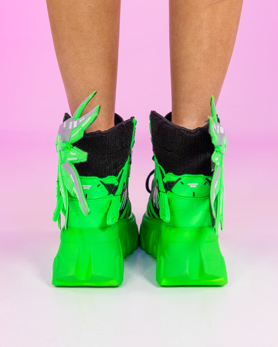 Mean Green Platform Wedge Sneakers
