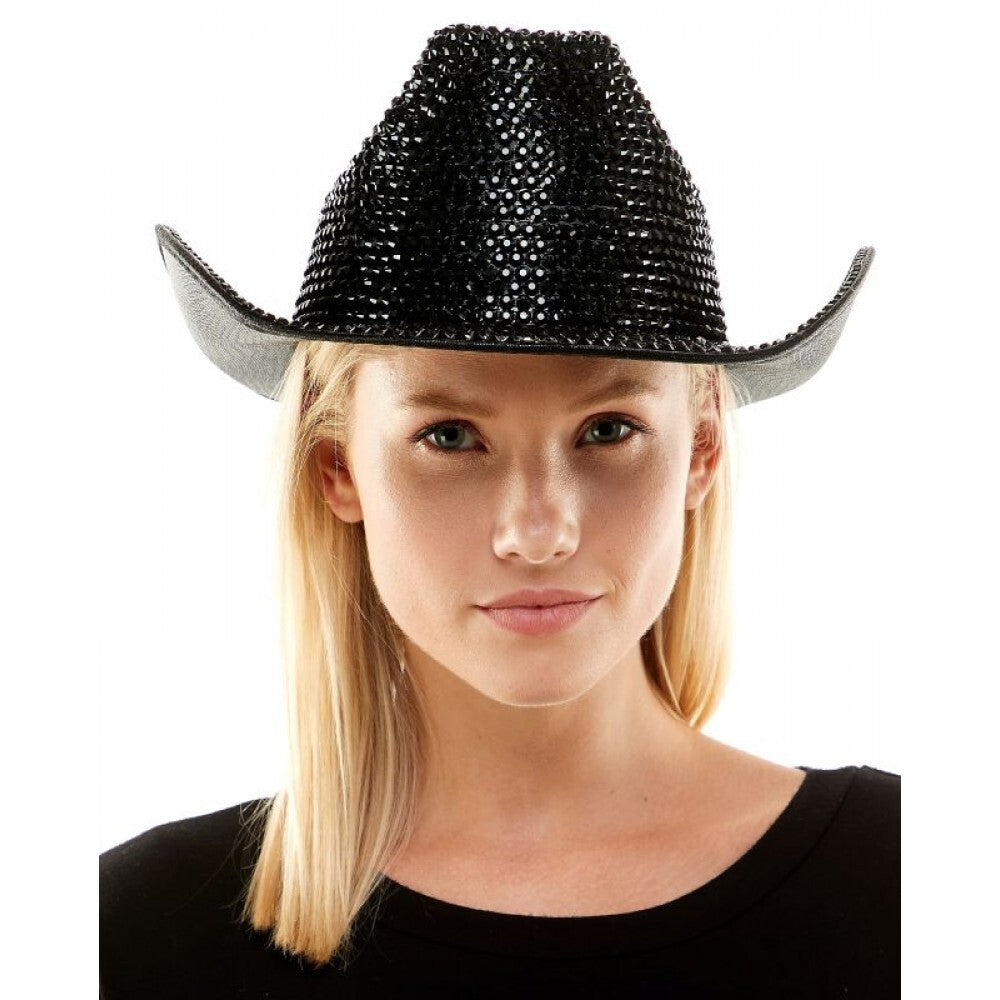 Black Rhinestone Cowgirl Hat