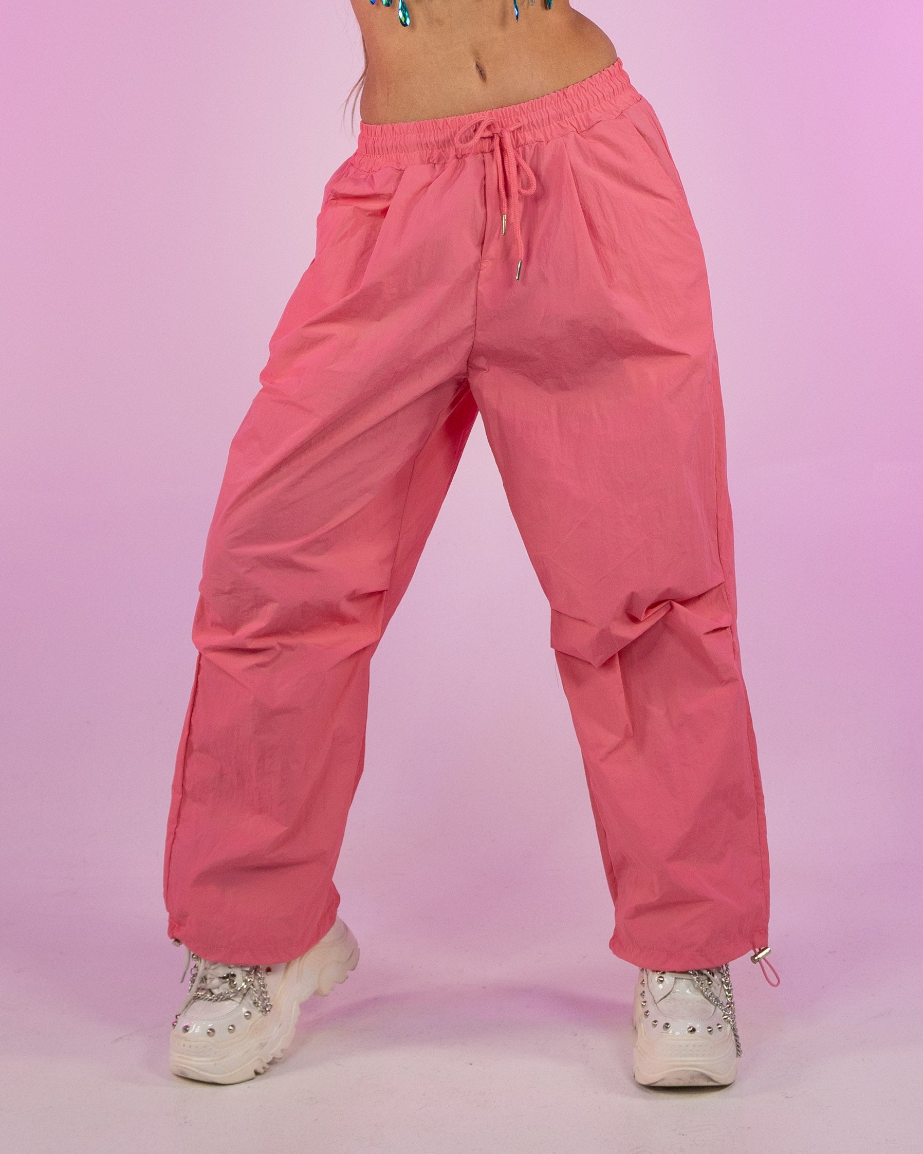 Main Character Cargo Parachute Pants - Hot Pink