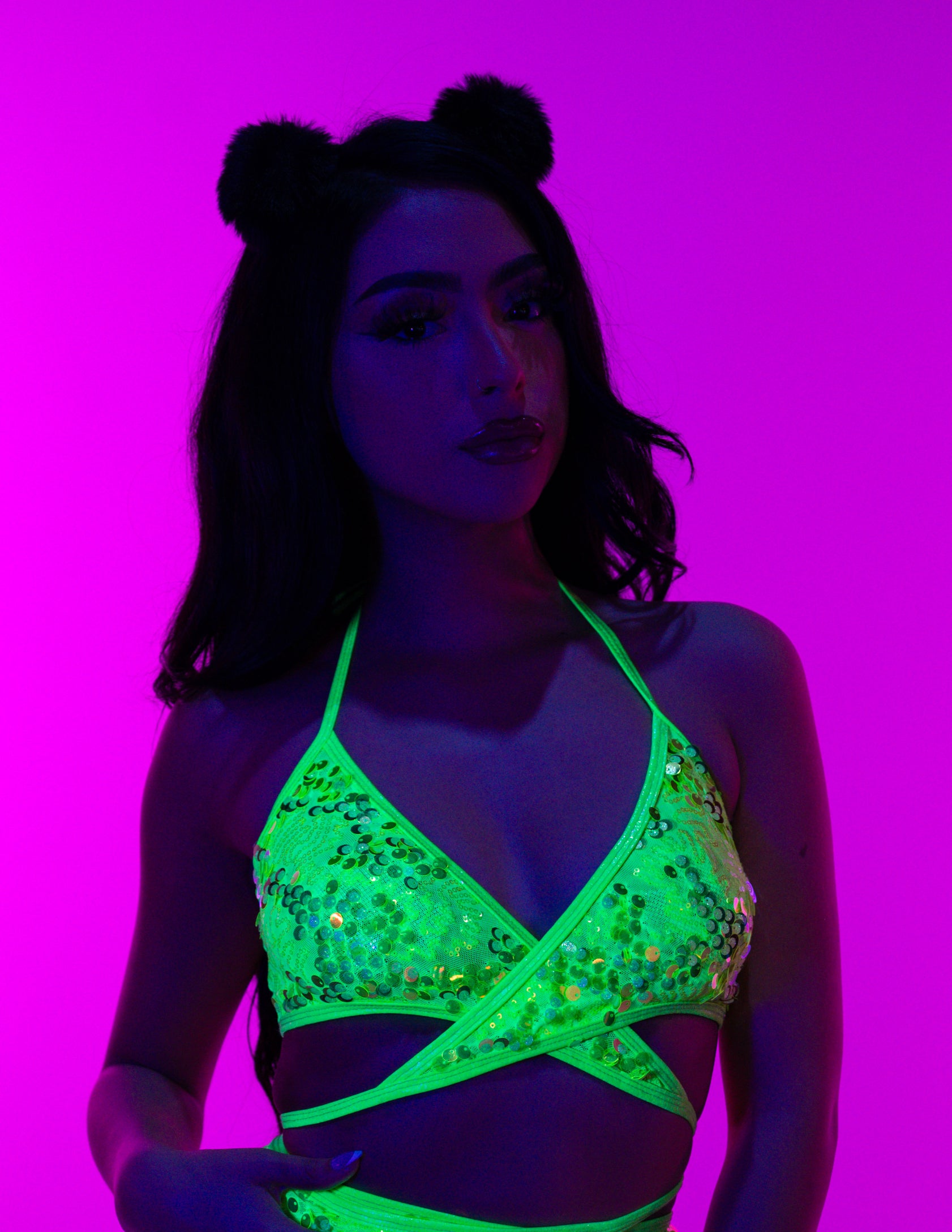 neon sequin top