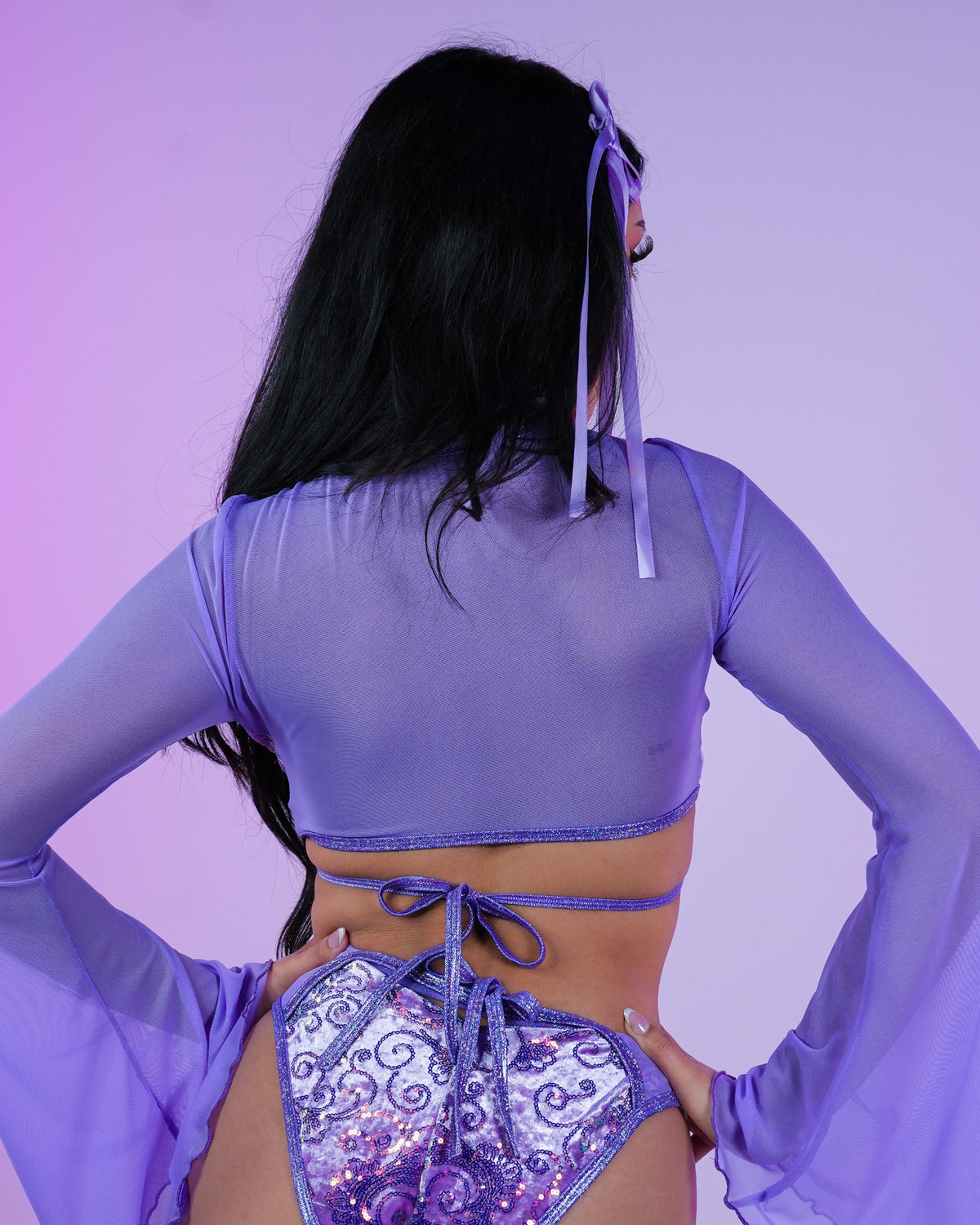 Lavender Cosmic Sequin Wrap Top