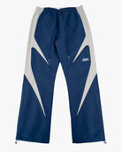 Navy Blue Blade Men's Reflective Pants, navy with light gray blade panels and drawstring waist, flat lay
