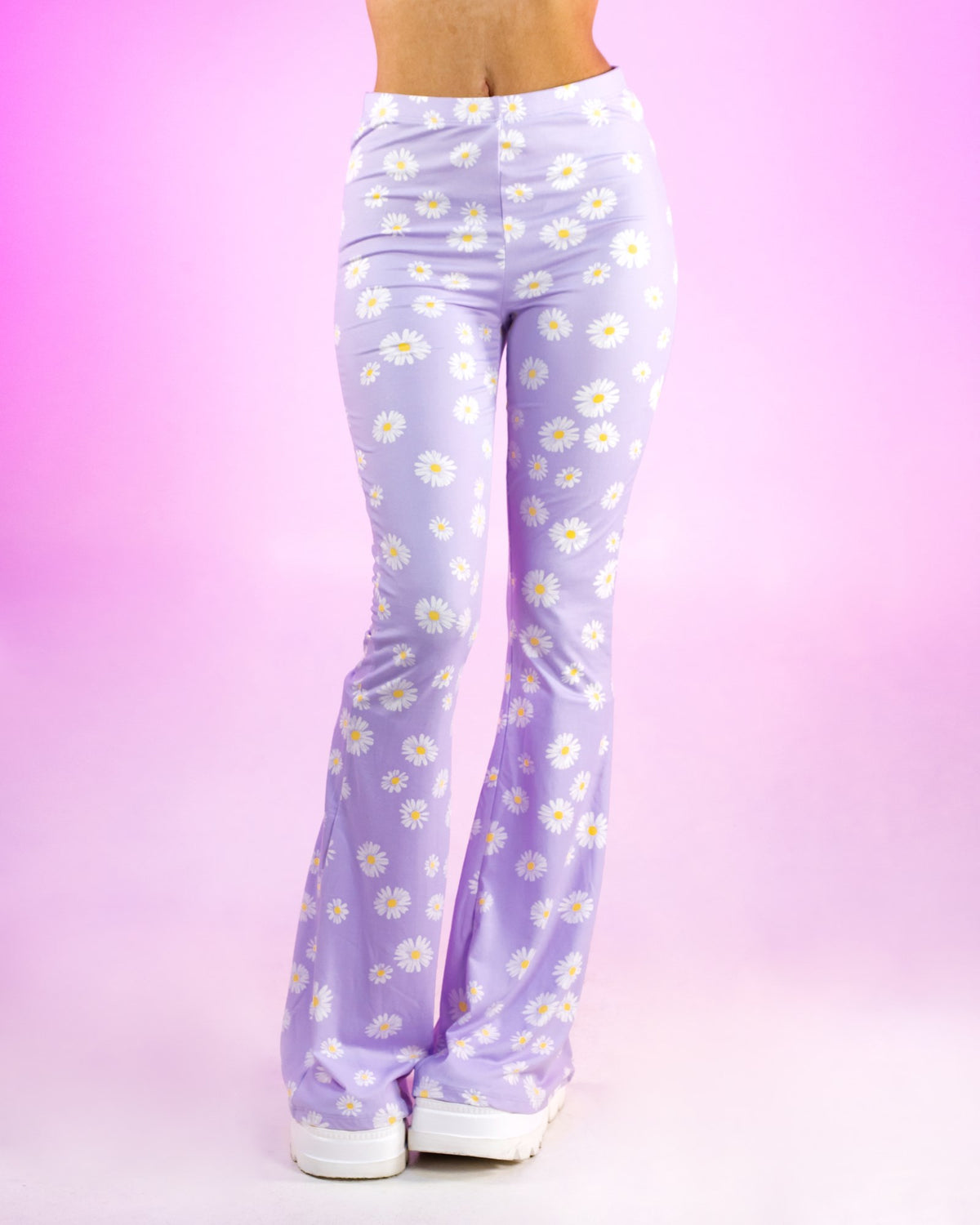 Lavender Disco Bunny Daisy Flared Pants