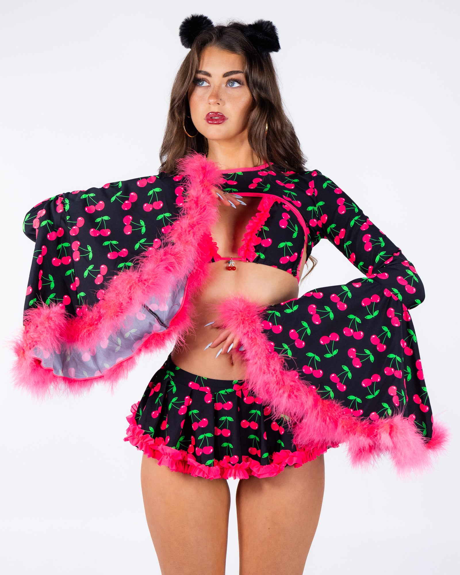 Cherry Pop Women's Bell Sleeve Marabou Shrug – Rave Wonderland