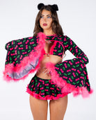 Cherry Pop Women's Bell Sleeve Marabou Shrug