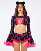 Cherry Pop Women's Bell Sleeve Marabou Shrug, photo 5