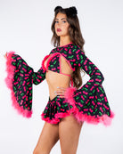 Cherry Pop Women's Bell Sleeve Marabou Shrug, photo 6