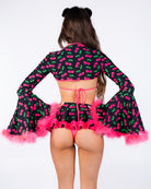 Cherry Pop Women's Bell Sleeve Marabou Shrug, photo 7