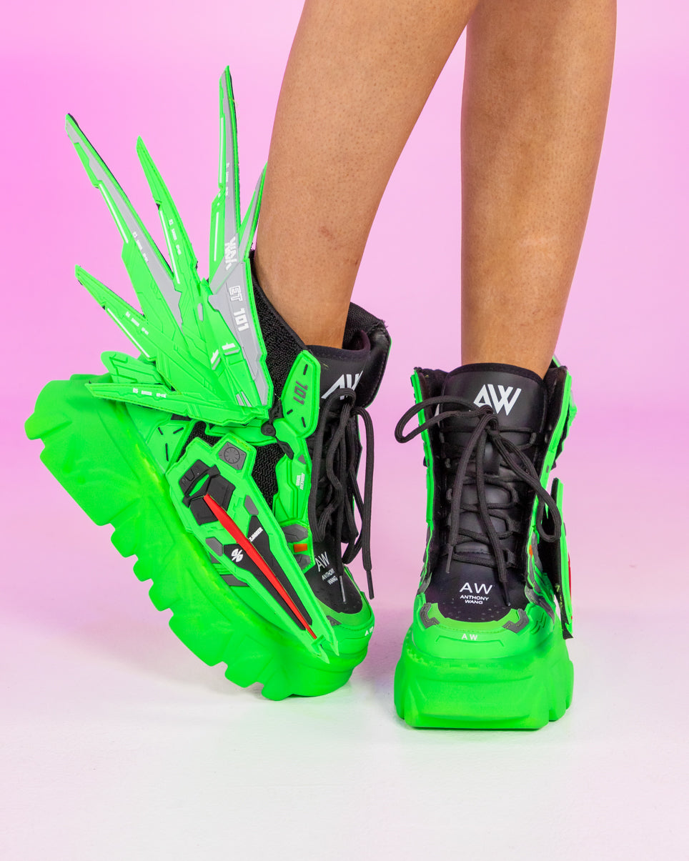 Mean Green Platform Wedge Sneakers