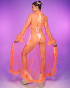 So Xxtra Feather Trim Sheer Long Robe - Rave Wonderland