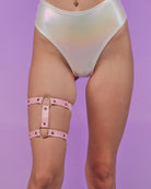1pc Miss Behaved Dual-Strap Faux Leather O-Ring Leg Garter - Rave Wonderland