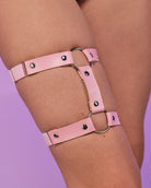 1pc Miss Behaved Dual-Strap Faux Leather O-Ring Leg Garter - Rave Wonderland