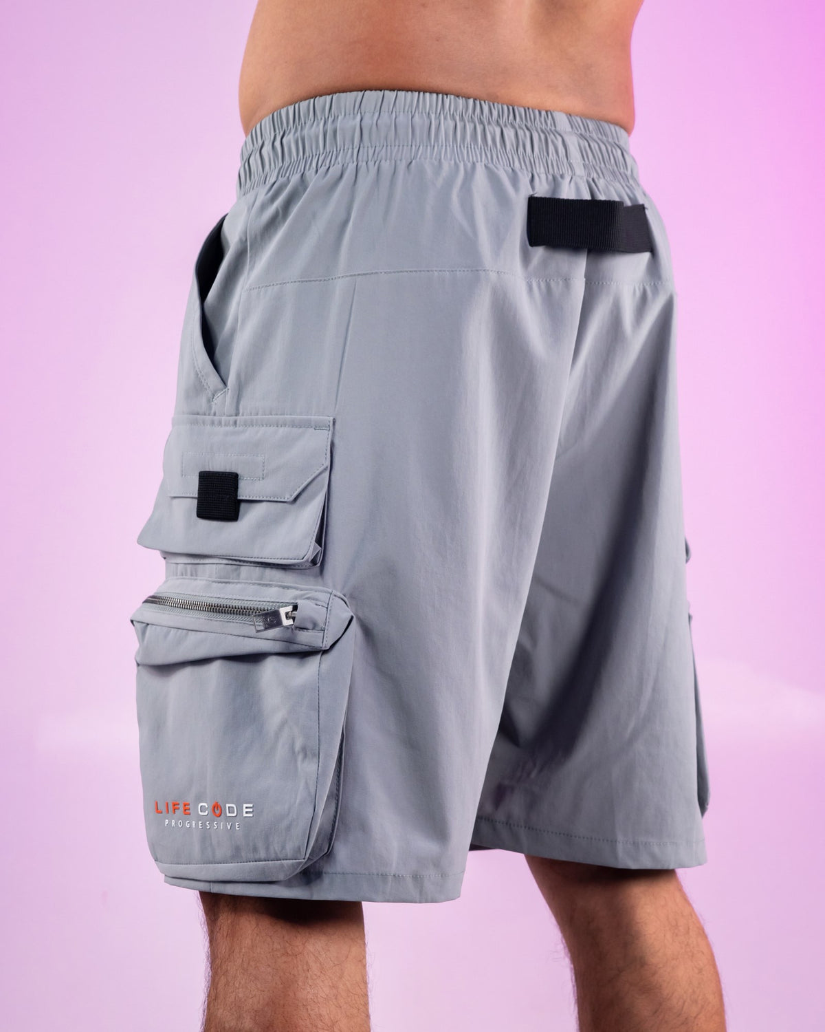 Gray Nylon 7 Inch Inseam Shorts