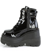 Demonia Black Patent Stacked Platform Ankle Boots - Rave Wonderland