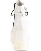 Demonia White Stacked Wedge Platform Ankle Boots - Rave Wonderland