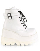 Demonia White Stacked Wedge Platform Ankle Boots - Rave Wonderland